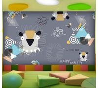 Dibujos Animados Motivos Abstracto Leoncito Geométrico 3D Papel Pintado Pared Fácil Instalación Oficina Sala Estar Sofá Dormitorio TV Fondos Decoración-300cm×210cm