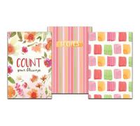 Dicksons 5.5 x 8.5 inch Inspirational Pocket Notebook Journal Set (3-Pack) - 'Count Your Blessings' Autumn Harvest Watercolor Floral & Rainbow Grid Mini Bound Memo Pads