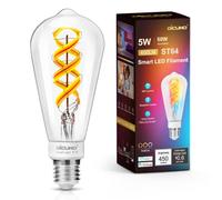 DiCUNO Bombilla Inteligente WiFi E27 ST64, 5W Equiv. 50W, RGBCW, Pack de 1