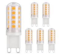 DiCUNO Bombilla LED G9 3W, Blanco Cálido 2700K, Equivalente Halógeno 30W, 410lm, Bombilla G9 LED para Araña de Cristal, Aplique y Plafón, Sin Estroboscópico, No Regulable, 6 Piezas