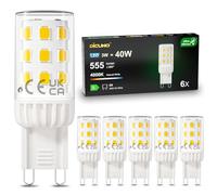 DiCUNO Bombilla LED G9 3W, Blanco neutro 4000K, 555lm, Clase B, Pack de 6