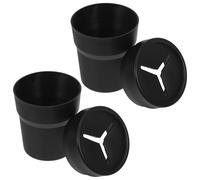 Didiseaon 2 Piezas Bote de Basura para Coche y Caja de Almacenamiento de Escritorio Mini Cubo de Basura para Coche Negro, PP PVC Tapa Portavasos