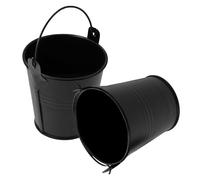Didiseaon 2 Piezas Cubo de Grasa de Hierro, Negro, para Parrilla | Recoge Aceite y Goteo, Tamaño Práctico para Picnic y Mesa, Uso Parrilla Plana Pellets