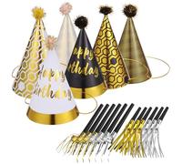 Didiseaon Cuernos De Plástico Para Fiestas Regalos Con Flecos Gorras Sombreros Eventos De Cumpleaños Sombreros Matracas Papel Metálicos Para Sopladores Conos De Soplado Para