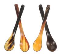 Didiseaon Juego de 4 Cucharas de Cuerno de Buey y Postre Mango, Portátiles y Duraderas, Ideales para Cocina y Aperitivos Color Aleatorio