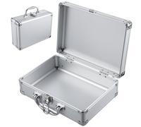 Didiseaon Maletín duro de aleación de aluminio, pequeño, multifuncional, para herramientas de maquillaje y medicamentos, con cerradura de llave, contenedor vacío portátil