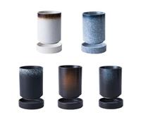 Didiseaon Organizador de Cubiertos Porta Palillos de Cerámica Negro | Base Cerámica y Orificio de Drenaje, para Cocina y Flores Secas, Incluye Almohadilla