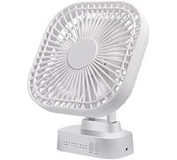 DIE Mini USB Fan,Rechargeable Battery Fan,7 Blades, Large Capacity of 5000mAH with Timer Strong Wind 3 Speed Desktop Portable For Office Camping Outdoor,Blanco,Constructive23