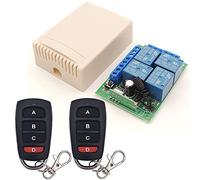 DieseRC Interruptor de mando a distancia DC 12V 4CH 433Mhz RF módulo receptor de relé inalámbrico con 2 transmisores, para maletero de camión garaje cerradura eléctrica, 3 modos de funcionamiento