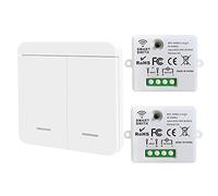 DieseRC Mini Interruptor WiFi, Control Remoto de Relé RF 2 Receptores con 1 Interruptor de Pared Inalámbrico, Control Inteligente por Teléfono a través de la Aplicación Tuya, Alexa/Google Home