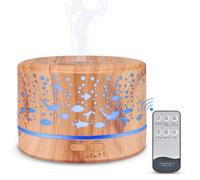 Difusor aceites Esenciales 500ml humidificador Aroma + Control Remoto Peces | difusor aromaterapia humificador sin BPA, Ajuste temporizador & múltiple bruma 7 Colore LED para Dormitorio Oficina SPA Yoga
