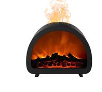 Difusor Chimenea de Mesa Humidificador autoapagado con Llama de 12 Colores | Difusor de USB sobremesa 250ml con chimenea Hogar, oficina, salón, dormitorio, yoga, spa, meditación, sueño, Negro