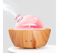 Difusor de aceites esenciales de vidrio con base de veta de madera, 280 ml, difusores de aromaterapia con niebla fresca, humidificador con luz LED en 7 colores con protección de apagado automático sin
