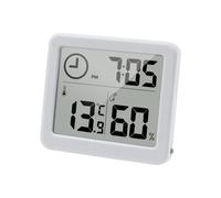 Digital Thermo-Hygrometer 3.2” Large LCD Screen Thermometer with Temperature and Humidity Meter Meter with Clock (Battery Included) (White)