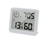 Digital Thermo-Hygrometer 3.2” Large LCD Screen Thermometer with Temperature and Humidity Meter Meter with Clock (Battery Included) (White)