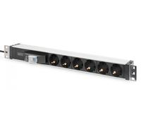 DIGITUS 1U Aluminum PDU, rackmountable 6x safety outlet,16A, 4000W, 250VAC 50/60Hz,