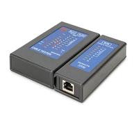 Digitus Probador de cables de red LED - Cat.5e-Cat.6A, RJ45/RJ12/RJ11, Auto-Scan con PoE - Negro
