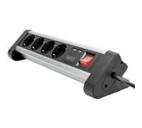 Digitus Regleta de alimentación DA-70614 — 4 tomas, 2 puertos USB-A, con interruptor