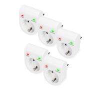 DIGITUS DN-95400 - Adaptador de protección contra sobretensiones - 5 Piezas - 16 A / 230 V / 50 Hz - Máx. 3.500 W - LED indicador de Estado - Corriente de Fuga máx. 13.500 A - Blanco