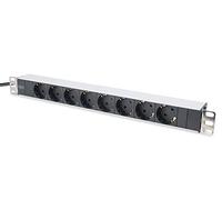 DIGITUS DN-95401 - Regleta de enchufes de 19" - 8 tomas - Conector de entrada CEE7/7 - 1U - 250 VCA 50/60 Hz - 16 A - 4000 W - PDU estándar - Para armarios de red y servidores de 19 pulgadas