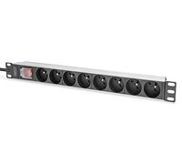 DIGITUS DN-95402-1-FR - Regleta de enchufes de 19" - 8 Tomas - 1U - PDU con Interruptor - Versión Francesa - 250 VCA 50/60 Hz - 16 A - 4000 W - para armarios de Red y servidores de 19 Pulgadas