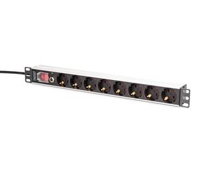 DIGITUS DN-95436 - Regleta de enchufes de 19" - 8 Tomas - 1U - con Interruptor, protección contra sobrecargas - 250 VCA 50/60 Hz 16 A 4000 W - para armarios de Red y servidores de 19 Pulgadas