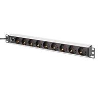 Digitus Regleta PDU 19" DN-95437 - 9x Schuko (45°) con fusible cable 2m IEC-C14 10A aluminio