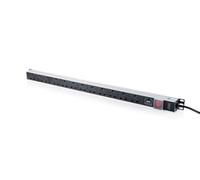 DIGITUS Regleta - 12 x Tipo G - versión para el Reino Unido | Interruptor, protector contra sobretensiones - Enchufe del Reino Unido - Cable de 1,8 m - Para armarios de red de 19 pulg