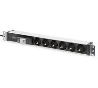 DIGITUS Regleta de 19" - 6 tomas - 1U - 250VAC - 50/60Hz - 16A - 4000W - Con interruptor de protección de línea
