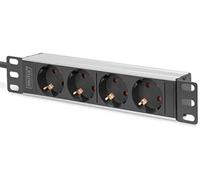 1U Aluminum PDU, 254 mm (10") rack mount, 4x safety outlet, 16A, 4000W, 250VAC 50/60Hz