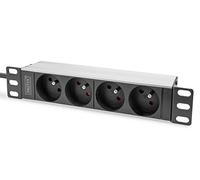 Digitus Regleta PDU DN-95418-FR 1U 254 mm (10") 4x CEE 7/5 16A 4000W Plata/Negro