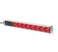 Digitus Regleta de enchufes con perfil de aluminio y fusible, 8 tomas de corriente, conector IEC C14 con cable de 2 m