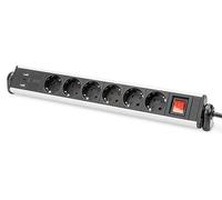 Digitus Regleta de enchufes para oficina, 6 tomas con tierra, 2x USB-A + 1x USB-C, interruptor