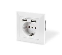 Digitus Toma de corriente empotrada con 2 USB – Salida 5V/2,1A – 250V 50Hz – Blanco RAL 9003