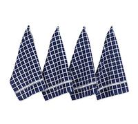DII 100% algodón, Lavable a máquina, Ultra Absorbente, Basic Everyday 16 x 26 Pulgadas, Toalla de Cocina de Rizo, Juego de 4, Cuadros Azul náutico