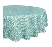 DII 100% poliéster, a Prueba de derrames, Lavable a máquina, Mantel para Uso en Exteriores, 60 Pulgadas, diseño de Diamante Aguamarina, para 4 Personas, Redondo de 60 Pulgadas
