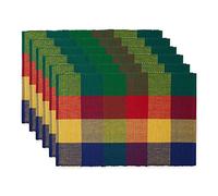 DII Basic Everyday - Juego de manteles Individuales Acanalados 100% algodón, 13 x 19 Pulgadas, Cuadros de Verano, 6 Piezas