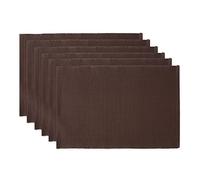 DII Basic Everyday - Juego de manteles Individuales Acanalados 100% algodón, 13 x 19 Pulgadas, marrón Oscuro, 6 Piezas