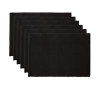 DII Basic Everyday - Juego de manteles Individuales Acanalados 100% algodón, 13 x 19 Pulgadas, Negro, 6 Piezas