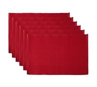 DII Basic Everyday - Juego de manteles Individuales Acanalados 100% algodón, 13 x 19 Pulgadas, Rojo Tango, 6 Piezas