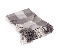 DII Buffalo Check Bins & Throws, Tela, Gris y Blanco, Cuerpo de 50 x 60 Pulgadas con Flecos de 3 Pulgadas
