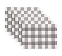 DII Buffalo Check Collection, Juego de Mesa clásico de Granja, Juego de manteles Individuales, 13 x 19 Pulgadas, Gris y Blanco, 6 Piezas