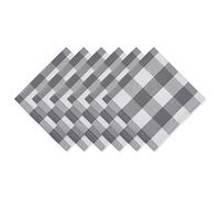 DII Buffalo Check Collection, Juego de Mesa clásico de Granja, Juego de servilletas, 20 x 20, Gris y Blanco, 6 Piezas