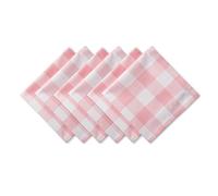 DII Buffalo Check Collection, Juego de Mesa clásico de Granja, Juego de servilletas, 20 x 20, Rosa y Blanco, 6 Piezas