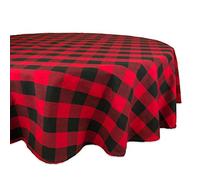 DII Buffalo Check Collection - Mantel clásico de algodón, Rojo/Negro, 70 Pulgadas, Redondo