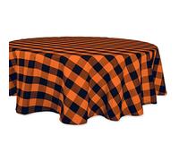 DII Buffalo Check Collection - Mantel rústico clásico de algodón, Color Naranja y Negro, 70 Pulgadas, Redondo
