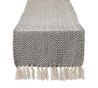 DII Camino de Mesa Chevron Algodón, Negro, 15x72
