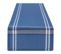 DII - Camino de Mesa de Comedor Estilo Granja Francesa con Rayas, 35,5 x 182,9 cm, Cambray Azul