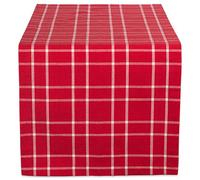 DII Christmas Holly Berry Plaid, Kitchen Decoración de Mesa, Algodón, Cuadros Rojos y Blancos, Holiday Table Runner 14x108