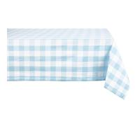 DII Colección clásica de mesa Buffalo Check para cenas familiares, ocasiones especiales, barbacoas, picnics y uso diario, 100% algodón, lavable a máquina, mantel, 52 x 52 pulgadas, azul claro y blanco